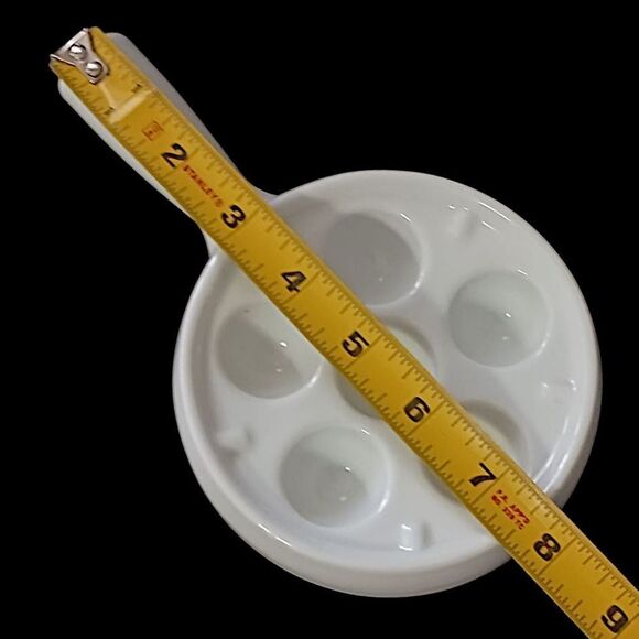 Apilco Escargot Dish Plate Tray France White Porcelain 6 Holes Farmhouse Cottage - Picture 2 of 15